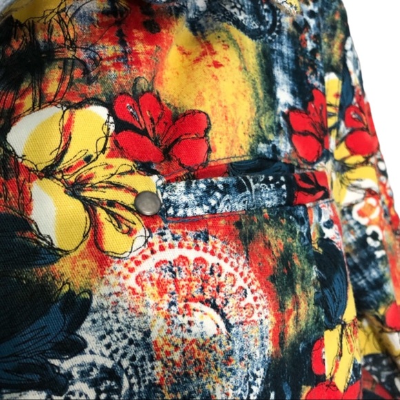 Koret City Blues Floral Zip Front Jacket Size L - Picture 5 of 8